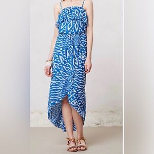 Anthropologie Blue and White Abstract Dress